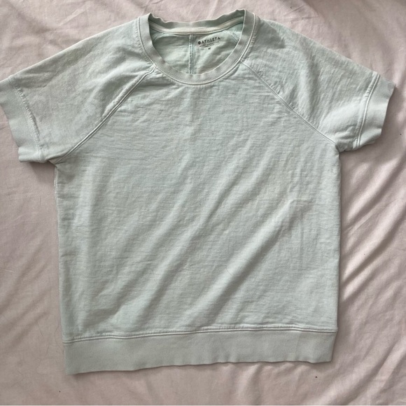 Athleta Pale Mint Green Short Sleeve Sweatshirt Top Size Medium - Picture 1 of 6